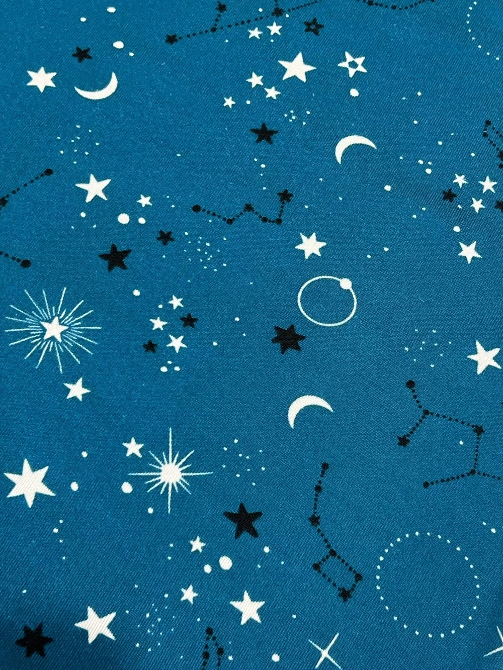Joyspun Celestial Stars & Moon Brushed Hacci Pajama Set XL Astro Teal Blue